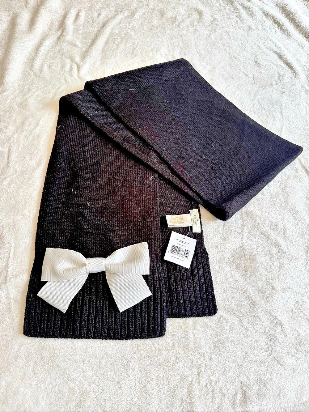 Kate Spade Black & White Bow Scarf NWT